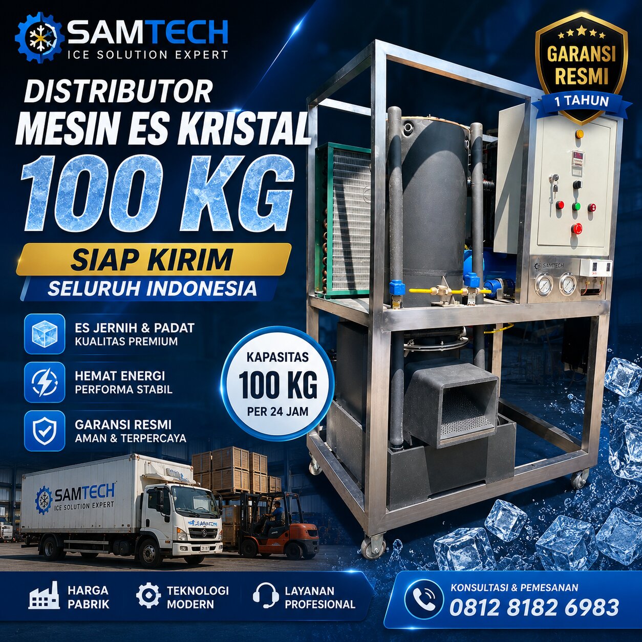 Mesin Es Kristal 100 Kg Harga Pabrik Garansi Resmi | SAMTECH